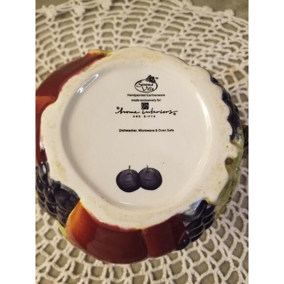 Home Interiors Sonoma Villa Fall Fruit Pitcher Hand Painted Glazed Earthenware - Picture 7 of 12